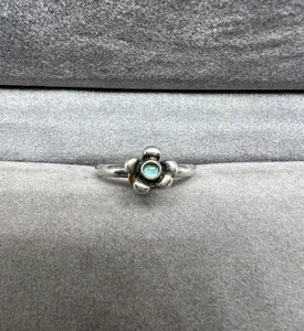 Pandora Sterling Silver Blue Topaz Flower 14k Gold Halo Ring 190123BTP Sz 54 - Picture 1 of 7