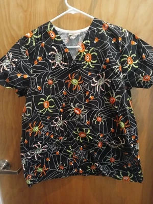 WOMAN'S  HALLOWEEN SMALL  SCRUB SCRUBS TOP SHIRT BY TAFFORD - Image 1 of 4
