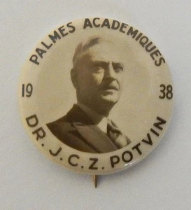 1938 Palmes Acadamiques Dr. J. C. Z. Potvin Vintage Photo Picture Pinback Button - Picture 1 of 2