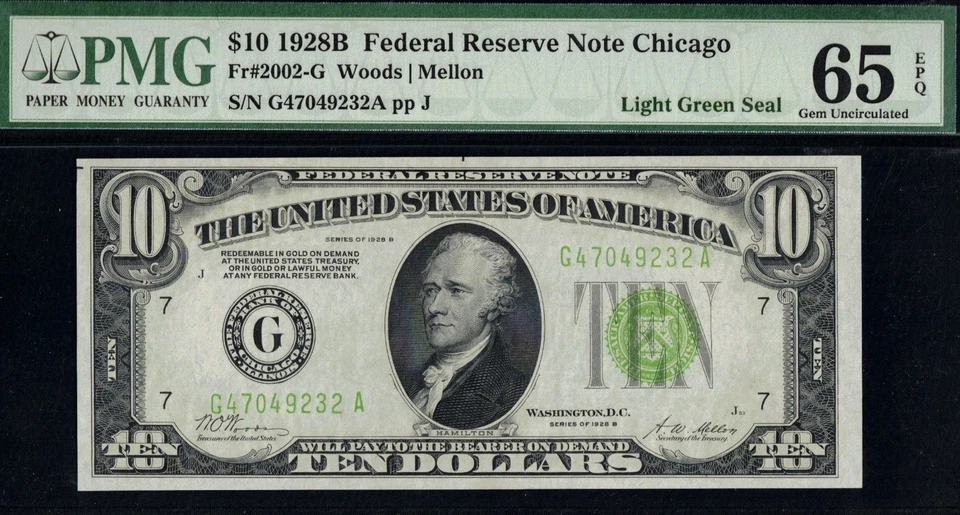 1928B L.G.S $10 FRN CHICAGO P.M.G #65EPQ - Image 1 of 3