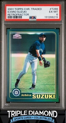 2001 Topps Chrome Traded #T266 Ichiro Suzuki Rookie Retrofractor PSA 6 BNA613 - Imagem 1 de 2