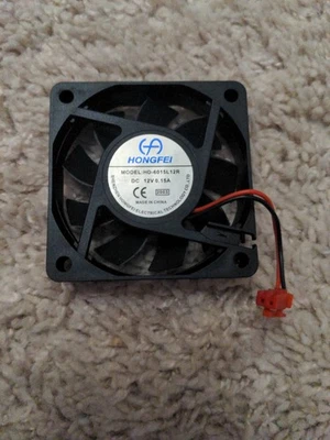 Hongfei HD-6015L12R DC12V Cooling Fan, 0.15A, 6cm, 6015 2-Wire - Image 1 of 2