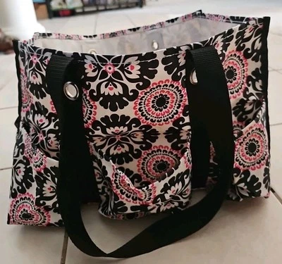 Bolso de Mano Utilitario Organizador Thirty-One Rosa Pop Medallón Bolsillos Correas para el Hombro Foto 1 de 4