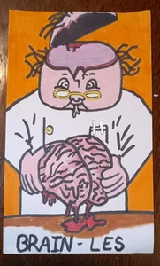 GARBAGE PAIL KIDS GPK SKETCH CARD, Signed, 3x5, 1 of 1 - Picture 1 of 1