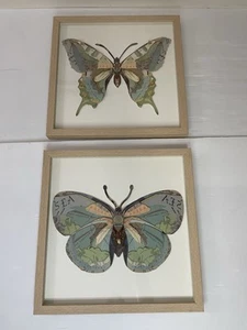 Twos Company Butterfly Collage Wall Art Set Of Two Numbers 3 & 4 - Picture 1 of 8