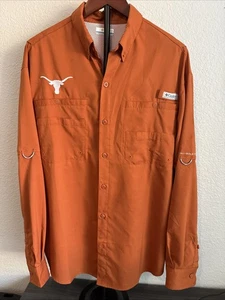 Columbia Texas Longhorns Button Up Shirt Mens Large Orange LS Vented - Picture 1 of 14