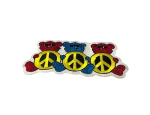 Vintage Grateful Dead Peace Sign 3 orsi con occhiali da sole toppa cucita ferro 7,5"x3,5" - Foto 1 di 6