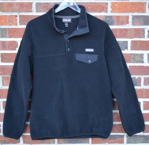 Patagonia Women's Medium Lightweight Synchilla Snap-T Fleece Pullover Black - Picture 1 of 5