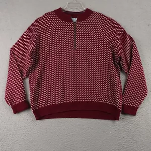 Maglione uomo Castaway Nantucket Island finto collo 1/4 zip rosso scuro taglia XL cotone - Foto 1 di 10