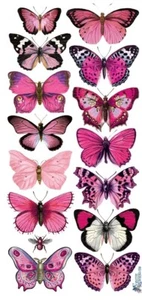 VIOLETTE STICKER - PASTEL PINK BUTTERFLIES - 8" x 3 3/4" (20cm x 9.5cm) - Picture 1 of 1