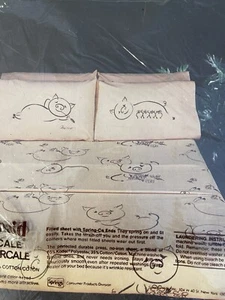 Vintage 1978 Sprindmaid Pig FEELIN GOOD Alex West 1 Twin Flat Sheet New - Picture 1 of 3