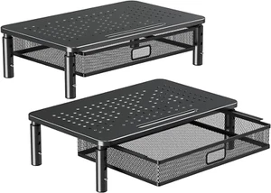 2 Pack Monitor Stand Riser with Drawer, 3 Height Adjustable with Larger Storage - Picture 1 of 8