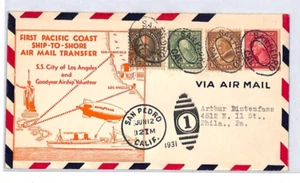 USA AIRSHIP SS CITY OF LOS ANGELES Air Mail Cover 1931 1st Flight Ship LZ150 - Picture 1 of 10