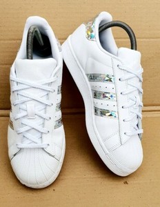 Silver adidas Superstar Trainers 