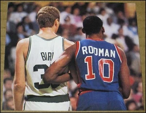 1988 Larry Bird Dennis Rodman SI Clipping Photo Boston Celtics vs Pistons VTG - Picture 1 of 4