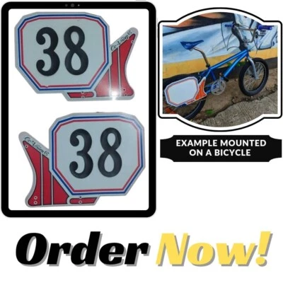 Винтажный боковой номерной знак BMX старая школа с номером 38 новый из старых запасов экспресс-доставка - Изображение 1 из 4