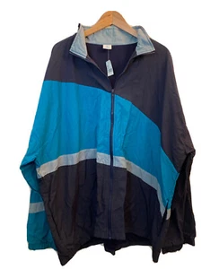 Vintage Cheetah Mervyns Men’s 1990s Zip Windbreaker Blocks Blue Size 2XL NEW NWT - Picture 1 of 11