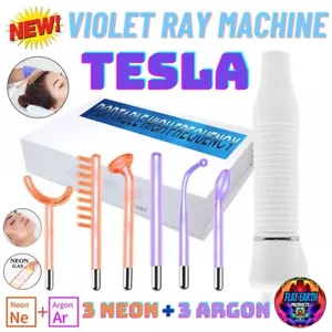 6Pcs Neon+Argon Portable Violet Ray Hi-Frequency Plasma Machine Electrodes Heal - Picture 1 of 12