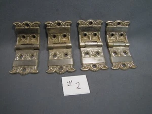 Antique Brass Eastlake Icebox Hinges 4 Hinges Set #2 - Picture 1 of 5