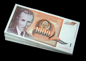 25 Pcs x Yugoslavia 1000 Dinara Banknotes, 1990 P-107 / VF-XF - Picture 1 of 2