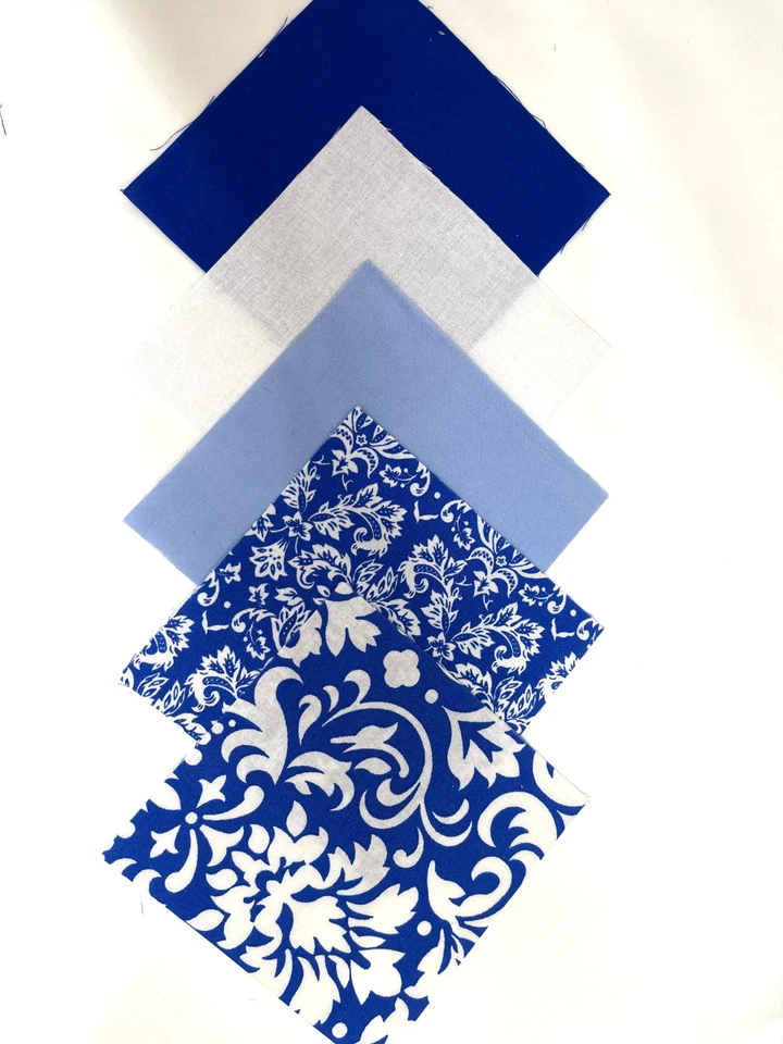 40 5" Quilting Fabric Squares Quilting Charm Pack Blue & White Damask - Image 1 of 1