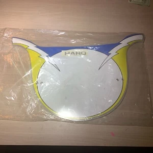 HARO lightning bolt number plate BLUE/YELLOW Vintage Plate Unopened NOS bob Haro - Picture 1 of 3