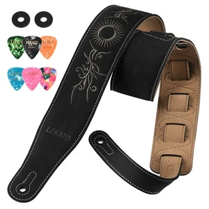 LEKATO LGS-10 Suede Guitar Strap 2.5″ Wide Soft Suede Bass Guitar Straps Holder - Picture 1 of 11