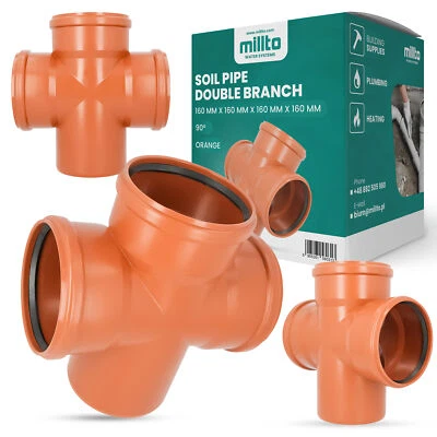 Millto™ Abflussrohr Doppelabzweig 160x160x160x160 90º Orange Abfallsystem Muffe