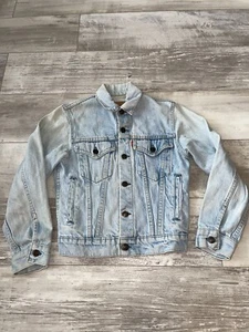 Vtg Levis Denim Trucker Jacket Kids Size Small Youth Levis Red Tab Made in USA - Picture 1 of 8