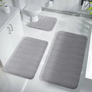 3 Pcs Memory Foam Bath Mat Set, Washable Bathroom Mats, Soft Non Slip and Absorb - Picture 1 of 12