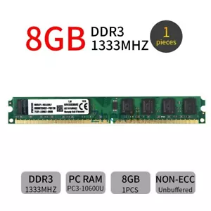 Kingston 8 GB DDR3 PC3-10600U 1333 MHz 240 pin KVR1333D3N9/8G RAM desktop De - Foto 1 di 6