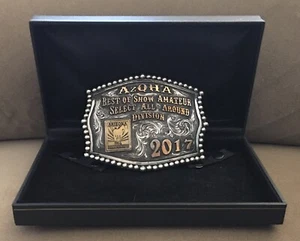 Spectacular 2017 AZQHA Arizona Quarter Horse Best All Around Trophy Belt Buckle - Picture 1 of 11