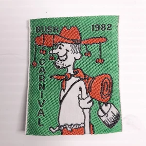 Bush Carnival 1982 Patch Vintage Boy Scouts Scout Woven Cloth Sew-On Badge - Picture 1 of 3