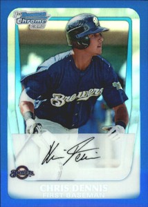 2011 (BREWERS) Bowman Chrome Prospects Blue Refractors #BCP2 Chris Dennis /250