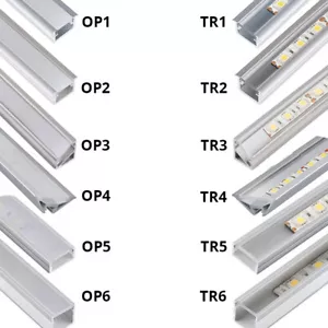 LED Aluprofil Aluminium Profile 2m 1m Alu Schiene LED Leiste für LED-Streifen - Bild 1 von 13