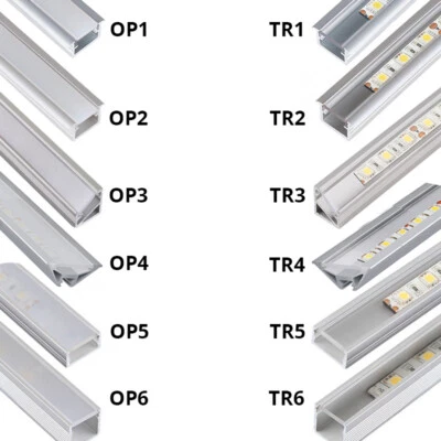 LED Aluprofil Aluminium Profile 2m 1m Alu Schiene LED Leiste für LED-Streifen  - Bild 1 von 4
