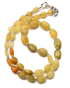 Natural Gem Green Chrysoberyl Cats Eye Rough Unpolished Oval Beads Necklace16.5"