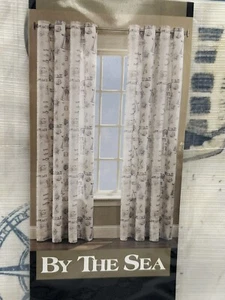 By The Sea Curtains Set of 2  60” x 84” Crab, Shells, Starfish, Sailboat New - Picture 1 of 7