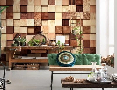 Wooden beams wallpaper for dining room & kitchen 368x254cm Wall Mural Brown - Image 1 of 4