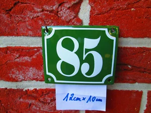 Número de casa nº 85 número blanco sobre fondo verde 12 cm x 10 cm esmalte - Imagen 1 de 12