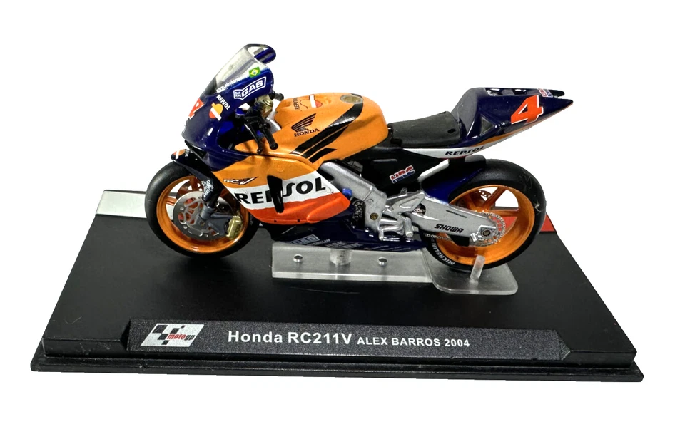 MODELLINO MOTO DIECAST  HONDA RC211V ALEX BARROS 2004 1/24 - Immagine 1 di 4