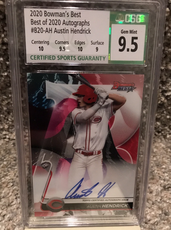 Austin Hendrick 2020 Bowman's Best Autograph CSG 9.5/10 GEM MINT Reds - Image 1 of 1