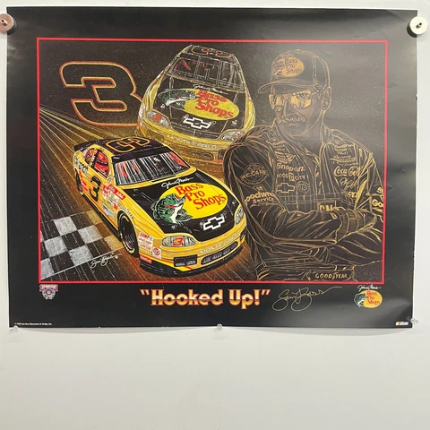 Dale Earnhardt 1998 Bass Pro "Hooked Up" Sam Bass Artist Signed Print Poster 16 Cover