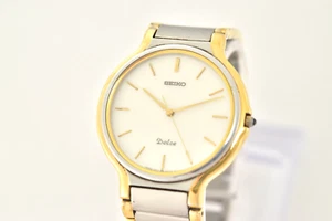 New Battery[Exc+5] Seiko Dolce 5E31-6A30 Ivory Dial Men's QZ Two Tone Watch - Picture 1 of 24