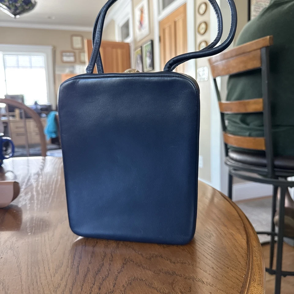 Cartera Pastillero Vintage, Pies, Cuero, Azul Foto 1 de 4