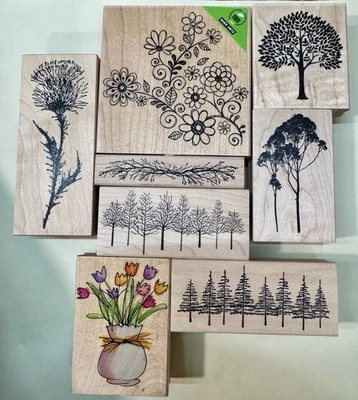 Lote de sellos de goma montados en madera Foto 1 de 2