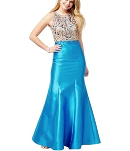 Say Yes to the Prom Womens Beaded Gown Dress, Blue, Juniors, 7/8 - Picture 1 of 1