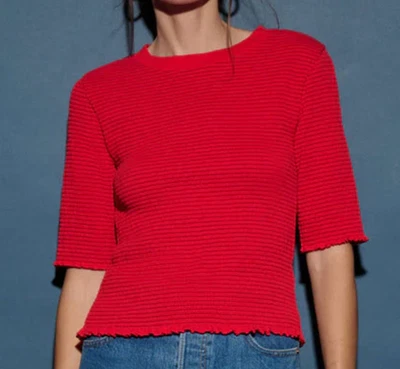 Nation LTD Лос-Анджелес Беверли со сборками Топ 3/4 рукав красный собранными в Рюш размер M новый - Изображение 1 из 4