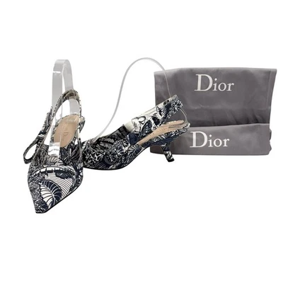 Auténticas bombas CHRISTIAN DIOR casi como nuevas con bolsa antipolvo tela azul blanco FS Foto 1 de 4