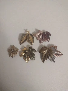 Vintage Blatt Broschen Brosche 5er Set Herbst Erntedank Pins Schmuck  - Bild 1 von 8